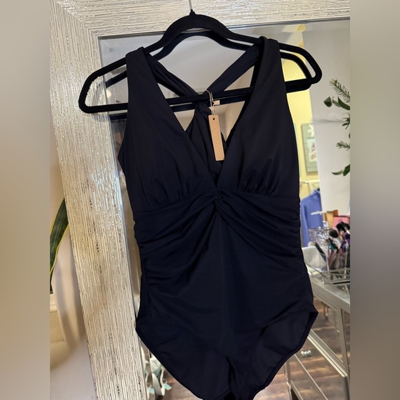 SHAPELLX Smart Sculpt Ruched Twist-Front Shaping Swimsuit - Picture 13 of 14